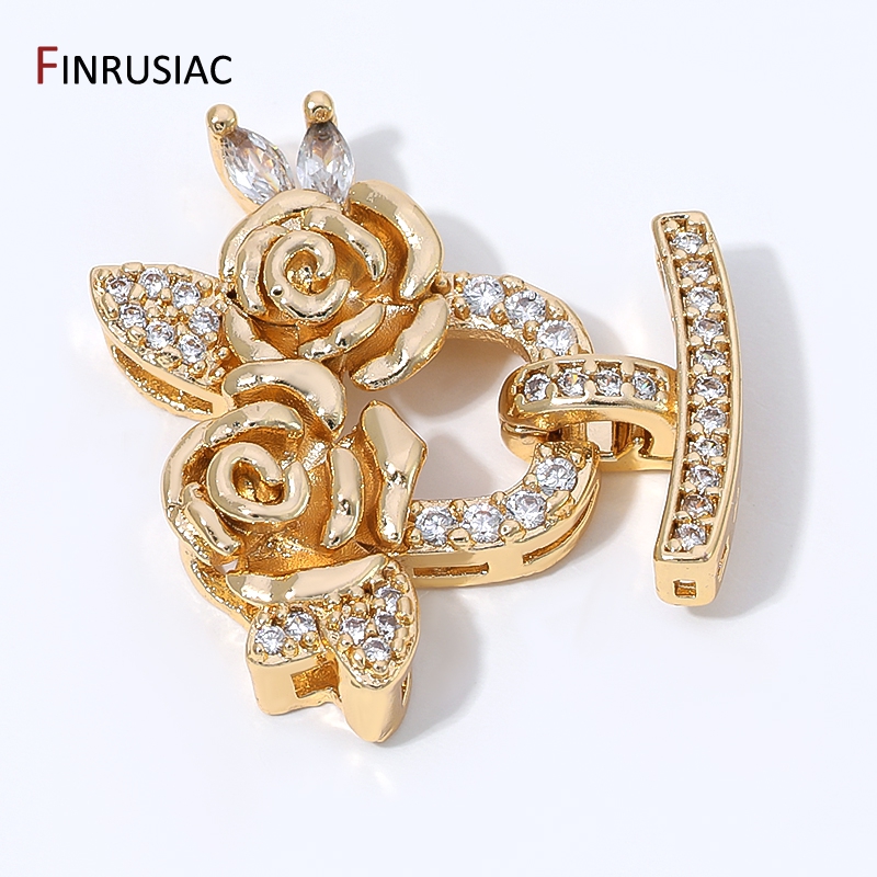 Flower Supplies - 14K Altın Kaplama Pirinç Zirkon Çiçek